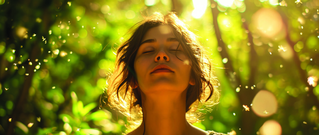 woman self love and green spring nature , beautiful pragma